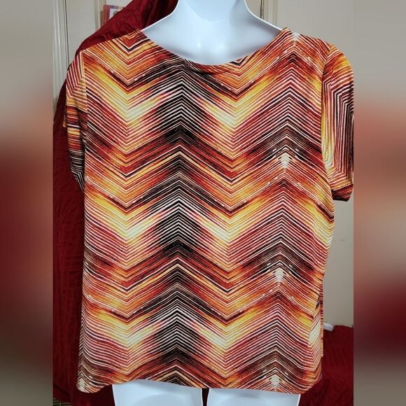 #251 Worthington Multicolored Cap Sleeve Top Size 3X - Picture 4 of 7